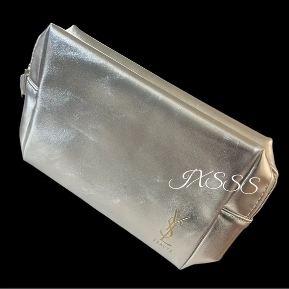 Silver-Gold YSL (Yves Saint Laurent) Beauty Cosmetic-Makeup Bag - Picture 2 of 13